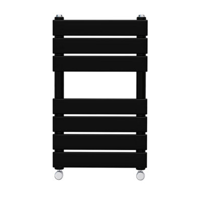 Rinse - Minimalist Heated Towel Rail Radiator Bathroom Flat Panel Black 650 x 400mm - Modern Central Heating Space Saving Radiator