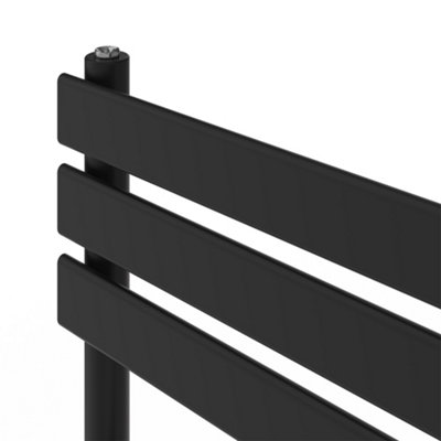 Rinse - Minimalist Heated Towel Rail Radiator Bathroom Flat Panel Black 650 x 500mm - Modern Central Heating Space Saving Radiator