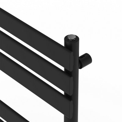 Rinse - Minimalist Heated Towel Rail Radiator Bathroom Flat Panel Black 650 x 500mm - Modern Central Heating Space Saving Radiator