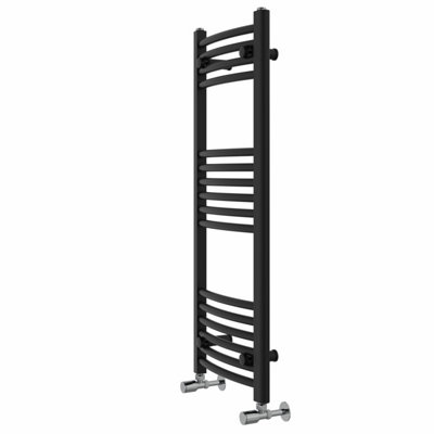 Rinse Modern Bathroom Heated Towel Rail Ladder Radiator 1000x400mm Curved for Bathroom Kitchen Black