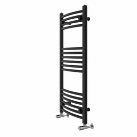 Rinse Modern Bathroom Heated Towel Rail Ladder Radiator 1000x500mm Curved for Bathroom Kitchen Black
