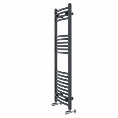 Rinse Modern Bathroom Heated Towel Rail Ladder Radiator 1200x400mm Curved for Bathroom Kitchen Anthracite