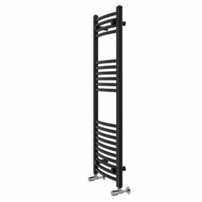 Rinse Modern Bathroom Heated Towel Rail Ladder Radiator 1200x400mm Curved for Bathroom Kitchen Black