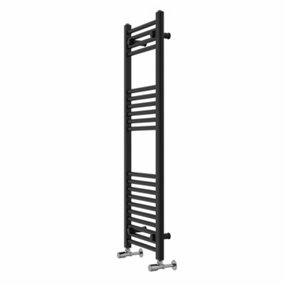 Rinse Modern Bathroom Heated Towel Rail Ladder Radiator 1200x400mm Straight for Bathroom Kitchen Black