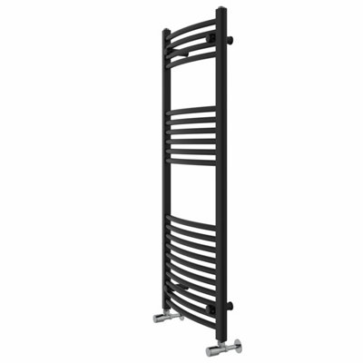 Rinse Modern Bathroom Heated Towel Rail Ladder Radiator 1200x500mm Curved for Bathroom Kitchen Black