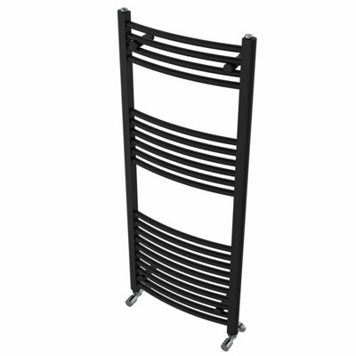 Rinse Modern Bathroom Heated Towel Rail Ladder Radiator 1200x500mm Curved for Bathroom Kitchen Black