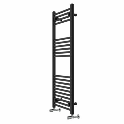 Rinse Modern Bathroom Heated Towel Rail Ladder Radiator 1200x500mm Straight for Bathroom Kitchen Black