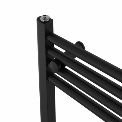 Rinse Modern Bathroom Heated Towel Rail Ladder Radiator 1400x500mm Straight for Bathroom Kitchen Black