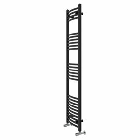 Rinse Modern Bathroom Heated Towel Rail Ladder Radiator 1600x400mm Curved for Bathroom Kitchen Black