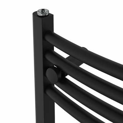 Rinse Modern Bathroom Heated Towel Rail Ladder Radiator 1600x400mm Curved for Bathroom Kitchen Black
