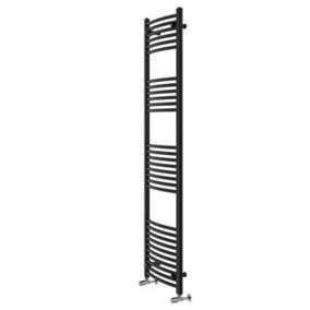 Rinse Modern Bathroom Heated Towel Rail Ladder Radiator 1800x500mm Curved for Bathroom Kitchen Black