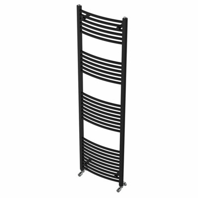 Rinse Modern Bathroom Heated Towel Rail Ladder Radiator 1800x500mm Curved for Bathroom Kitchen Black