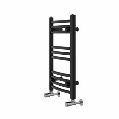 Rinse Modern Bathroom Heated Towel Rail Ladder Radiator 600x400mm Curved for Bathroom Kitchen Black