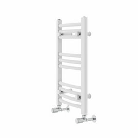 Rinse Modern Bathroom Heated Towel Rail Ladder Radiator 600x400mm Curved for Bathroom Kitchen White