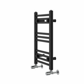 Rinse Modern Bathroom Heated Towel Rail Ladder Radiator 600x400mm Straight for Bathroom Kitchen Black