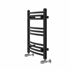 Rinse Modern Bathroom Heated Towel Rail Ladder Radiator 600x500mm Curved for Bathroom Kitchen Black