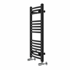 Rinse Modern Bathroom Heated Towel Rail Ladder Radiator 800x400mm Curved for Bathroom Kitchen Black