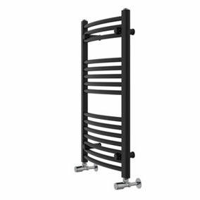 Rinse Modern Bathroom Heated Towel Rail Ladder Radiator 800x500mm Curved for Bathroom Kitchen Black