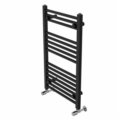 Rinse Modern Bathroom Heated Towel Rail Ladder Radiator 800x500mm Straight for Bathroom Kitchen Black