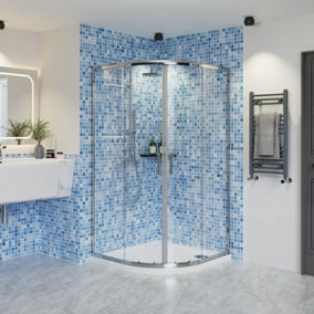 Rinse Quadrant Shower Enclosure 6mm Easy Clean Glass Sliding Shower Cubicle Door Corner Wet Room Chrome 1000x1000x1900mm