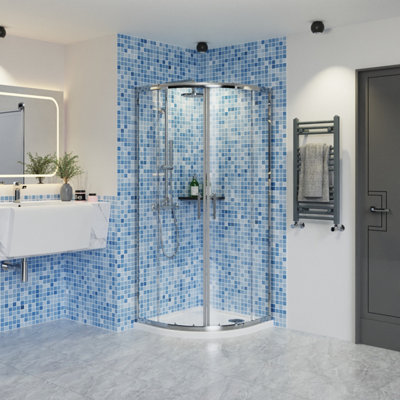 Rinse Quadrant Shower Enclosure 6mm Easy Clean Glass Sliding Shower Cubicle Door Corner Wet Room Chrome 700x700x1900mm