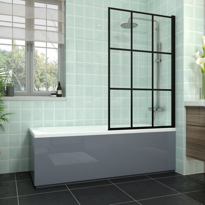 Rinse Single Ended 1700x700mm Bath + Gloss Grey Front Wood Bath Panel ...
