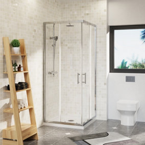 Rinse Square Shower Enclosure Sliding Doors Corner Entry Bathroom Enclosure Cubicle Chrome 760x760x1900mm