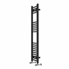Rinse Straight Bathroom Heated Towel Rail Ladder Radiator Black 1200x300mm