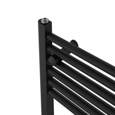Rinse Straight Bathroom Heated Towel Rail Ladder Radiator Black 1800x600mm