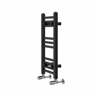 Rinse Straight Bathroom Heated Towel Rail Ladder Radiator Black 600x300mm