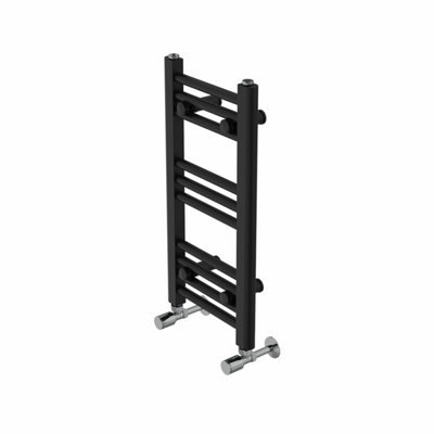 Rinse Straight Bathroom Heated Towel Rail Ladder Radiator Black 600x300mm