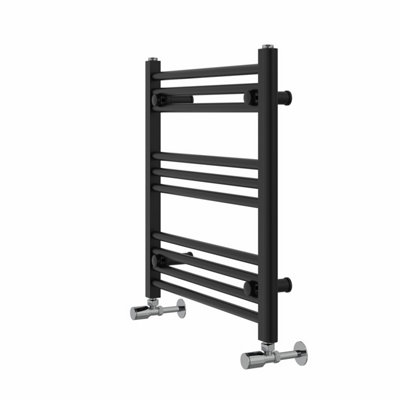 Rinse Straight Bathroom Heated Towel Rail Ladder Radiator Black 600x600mm