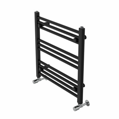 Rinse Straight Bathroom Heated Towel Rail Ladder Radiator Black 600x600mm