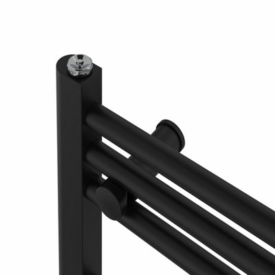 Rinse Straight Bathroom Heated Towel Rail Ladder Radiator Black 600x600mm