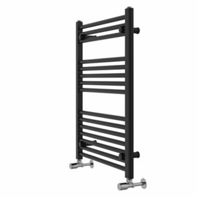Rinse Straight Bathroom Heated Towel Rail Ladder Radiator Black 800x600mm