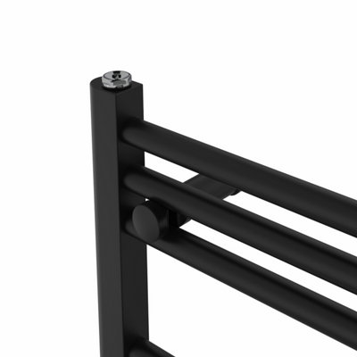 Rinse Straight Bathroom Heated Towel Rail Ladder Radiator Black 800x600mm