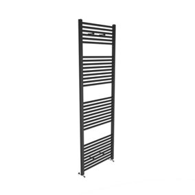 Rinse Straight Heated Towel Rail Radiator Ladder for Bathroom Wall Mounted Anthracite 1800x600mm