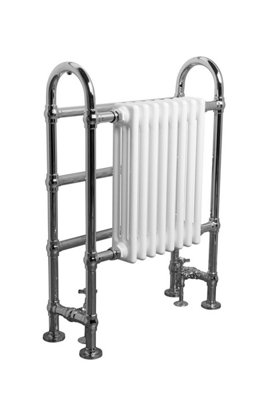 Rinse Traditional Victorian 904x674mm Heated Towel Rail Bathroom Radiator Chrome & White