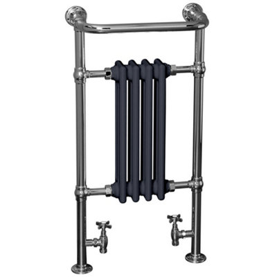 Rinse Traditional Victorian 952x479mm Heated Towel Rail Bathroom Radiator Chrome & Anthracite