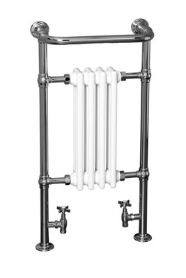 Rinse Traditional Victorian 952x479mm Heated Towel Rail Bathroom Radiator Chrome & White