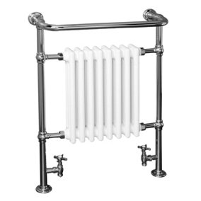 Rinse Traditional Victorian 952x659mm Heated Towel Rail Bathroom Radiator Chrome & White