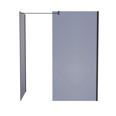 NRG Walk In Wet Room Shower Enclosure Grey Easy Clean Glass Screen 700mm 700mm With 300mm Return Panel 88402588