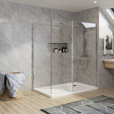 Rinse Walk in Shower Screen 8mm Clear Easy Clean Glass Screen Panel 700mm+1000mm Glass Panel+215mm Return Panel Chrome Framed Price Comparisons | Compare The Build