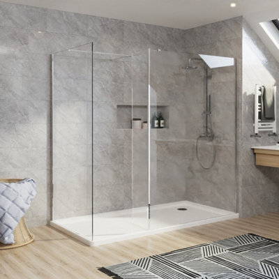 Rinse Walk in Shower Screen 8mm Clear Easy Clean Glass Screen Panel ...
