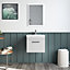 Rio 1 Drawer Wall Hung Vanity Basin Unit - 500mm - Gloss Grey Mist with Square Black D Handle (Tap Not Included) - Balterley