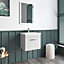 Rio 1 Drawer Wall Hung Vanity Basin Unit - 500mm - Gloss Grey Mist with Square Black D Handle (Tap Not Included) - Balterley