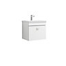 Rio 1 Drawer Wall Hung Vanity Basin Unit - 500mm - Gloss White with Chrome Square Handle (Tap Not Included)
