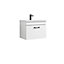 Rio 1 Drawer Wall Hung Vanity Basin Unit - 600mm - Gloss White with Black D Handle (Tap Not Included) - Balterley