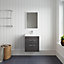 Rio 2 Drawer Wall Hung Vanity Basin Unit - 500mm - Gloss Grey with Square Black D Handles (Tap Not Included) - Balterley