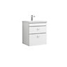 Rio 2 Drawer Wall Hung Vanity Basin Unit - 500mm - Gloss White with Chrome Square Handles (Tap Not Included)
